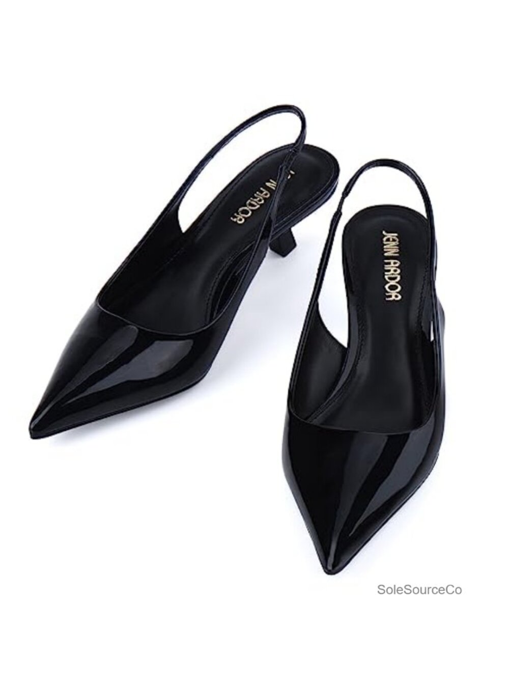 Women's PU leather kitten heel slingback pointed toe pump casual office